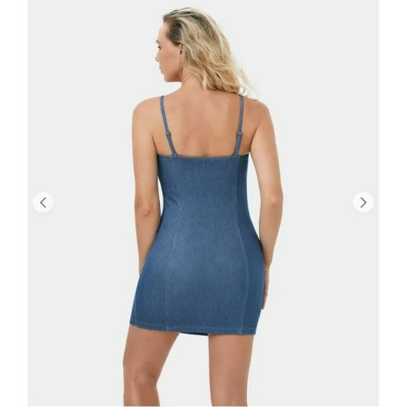 Halara Adjustable & Removable Strap Backless Bodycon Stretchy Denim Mini Medium - Picture 7 of 10